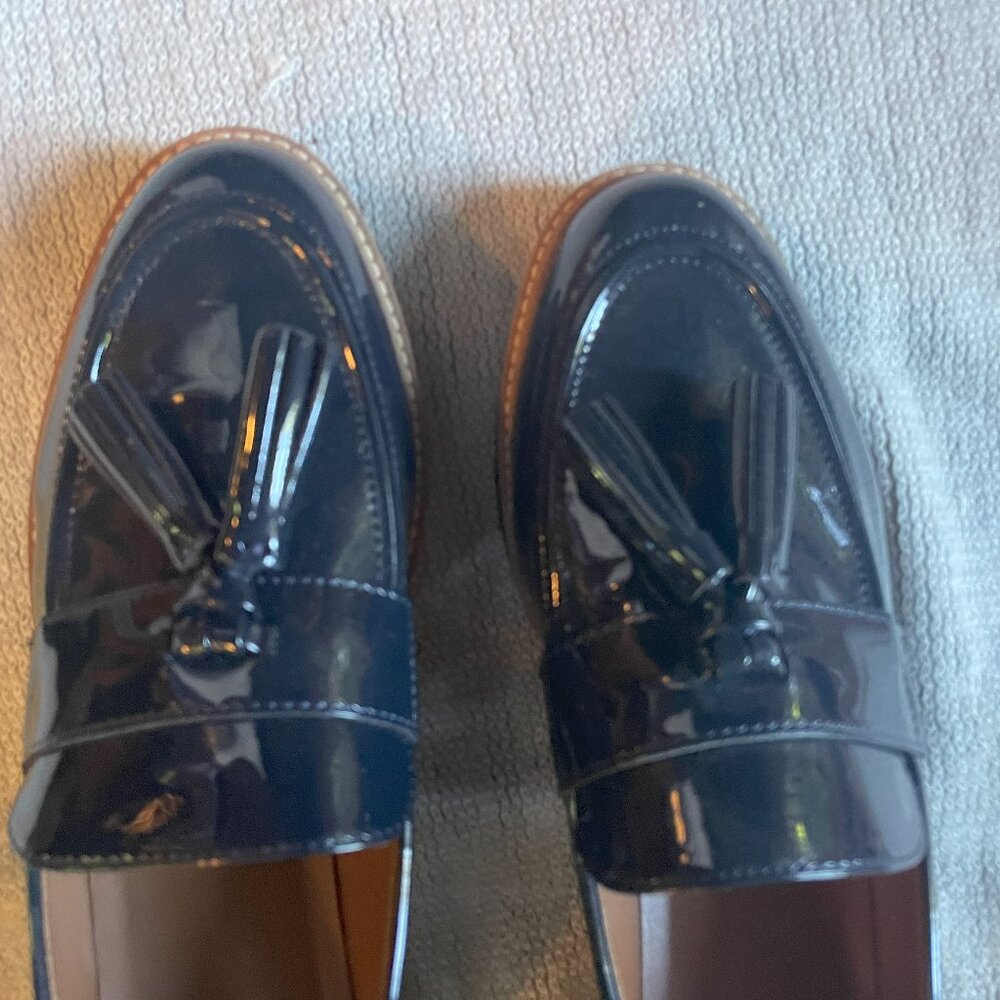 Blue Patent Leather Loafers